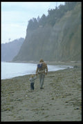 023009 Man And Child On Beach A4 Photo Print