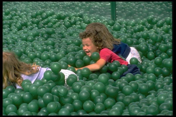 023012 Children In Green Balls A4 Photo Print