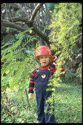 023022 Boy In Red Hard Hat A4 Photo Print