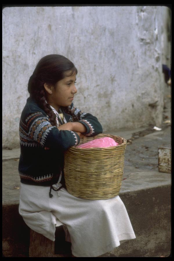 023025 Girl With Basket A4 Photo Print