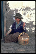 023034 Woman Spinning Wool From Basket A4 Photo Print