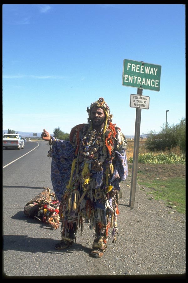 023043 Rag Man Hitch hiking A4 Photo Print