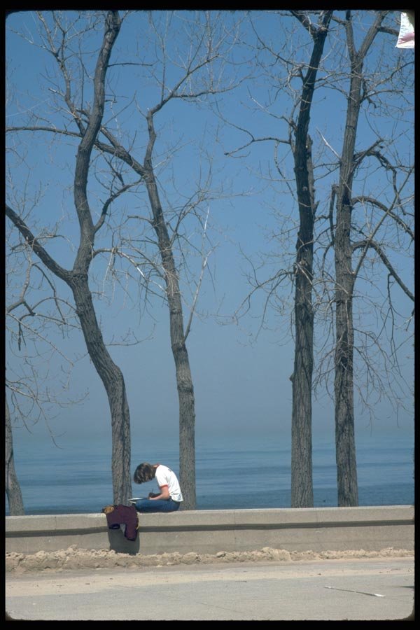 023046 Sitting By The Lake A4 Photo Print