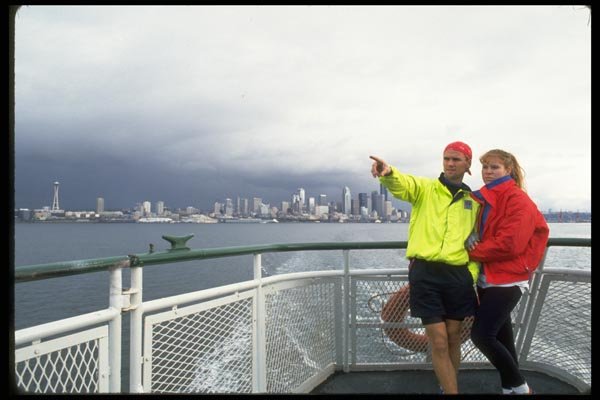 023051 Couple On Ferryboat A4 Photo Print