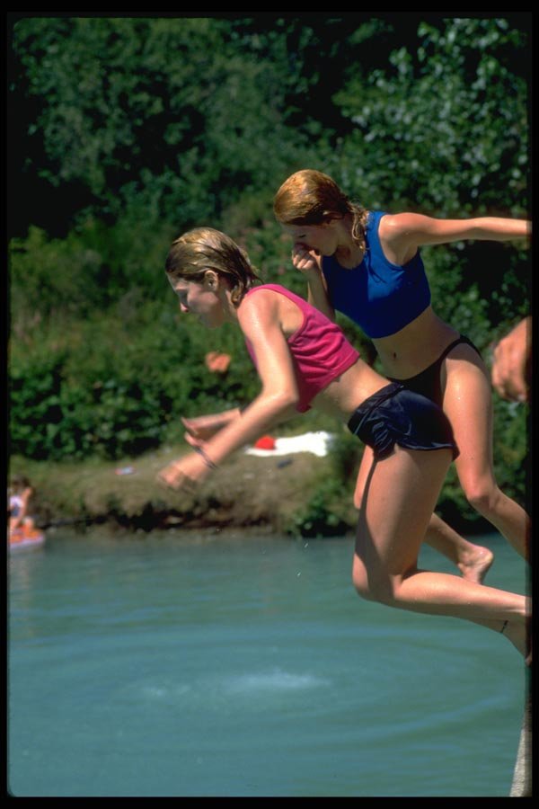023052 Girls Jumping Into Water A4 Photo Print
