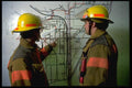 023084 Firemen At Wall Map A4 Photo Print