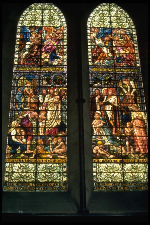 024002 Two Tall Stained Glass Windows A4 Photo Print