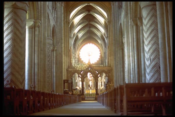 024012 Vaulted Interior With Rose Window A4 Photo Print