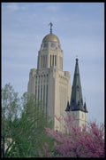 024016 Domed Building With Black capped Church A4 Photo Print