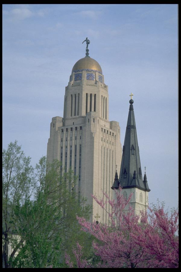 024016 Domed Building With Black capped Church A4 Photo Print