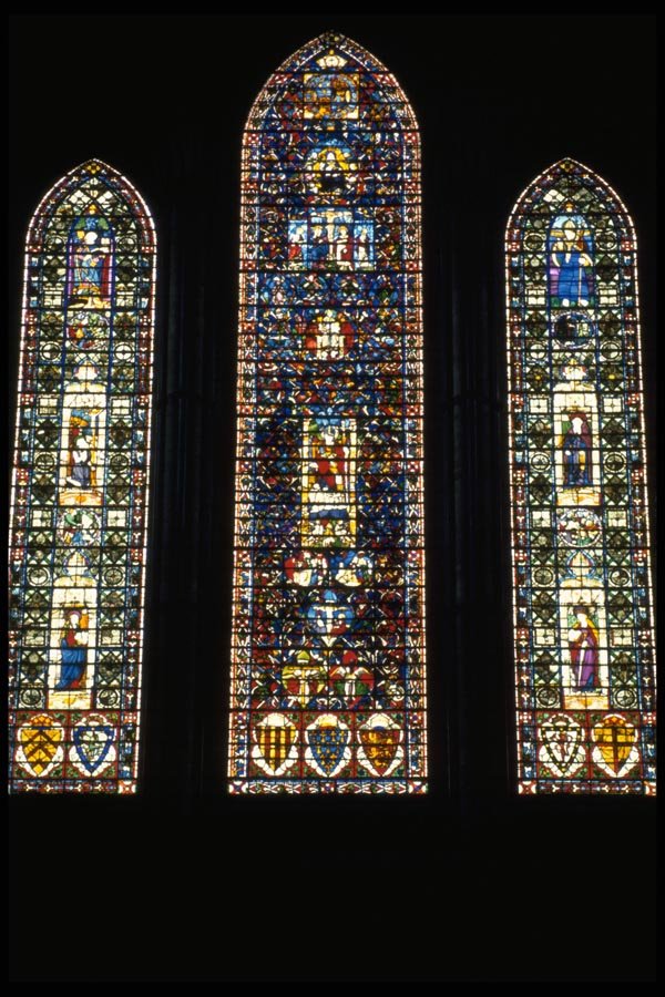 024019 Three Stained Glass Windows A4 Photo Print