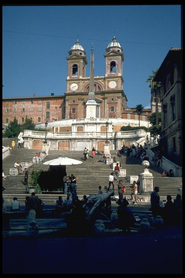 024040 Twin Towered Church With Steps A4 Photo Print
