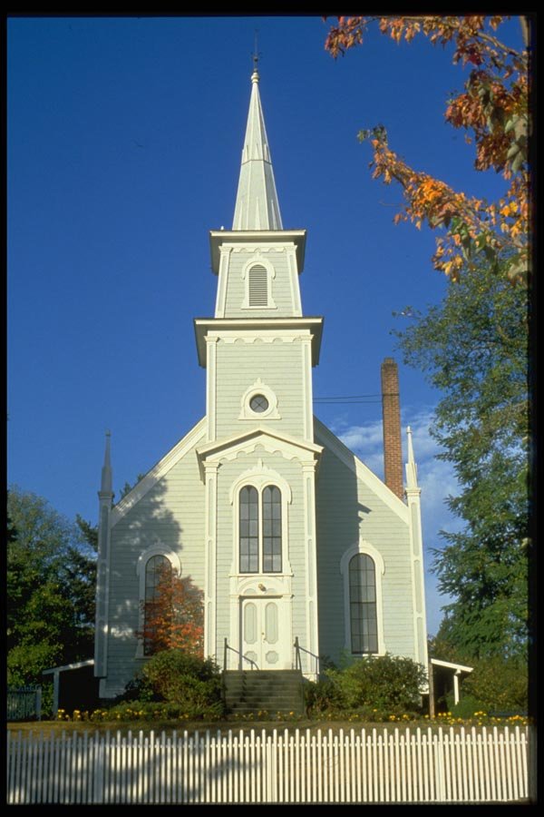 024061 Victorian Church With Picket Fence A4 Photo Print