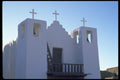 024063 Stucco Church With Tree Crosses A4 Photo Print