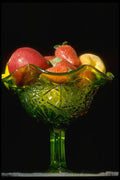 025040 Fruit In Green Glass Bowl A4 Photo Print