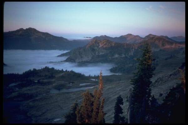 026000 Foggy Mountains At Dawn A4 Photo Print