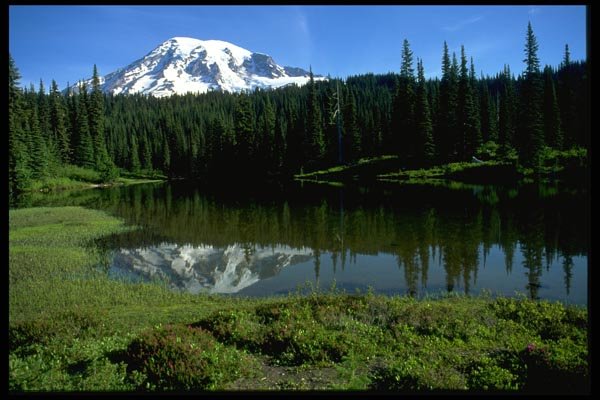 026022 Lake At Foot Of Mountain A4 Photo Print