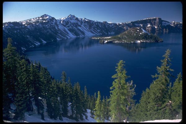 026044 Crater Lake In Winter A4 Photo Print