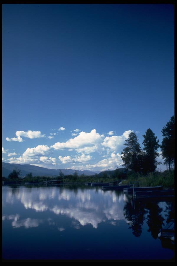 026052 Small Boat Docks, Reflected A4 Photo Print