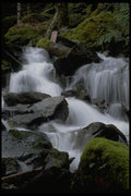 026058 Stream Rushing Over Sharp Rocks A4 Photo Print