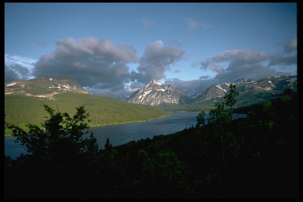 026082 Large River And Mountains A4 Photo Print