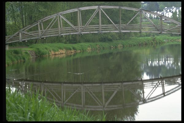 026085 Wooden Bridge Over River A4 Photo Print