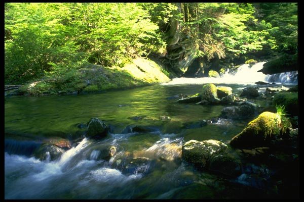026088 Sun On River Falls A4 Photo Print