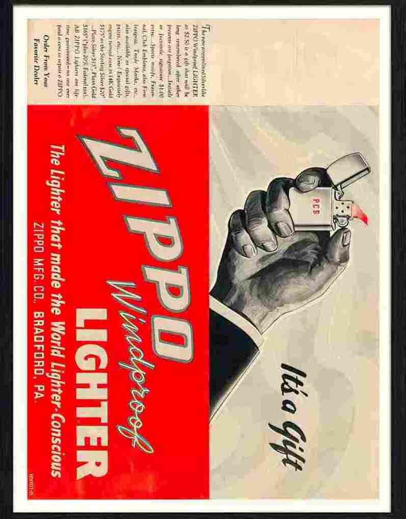 027 05 zippo lighter 1040s Advert A4 Photo Print