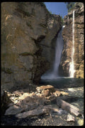 027017 Double Waterfall, Yellow Rocks A4 Photo Print