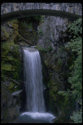 027019 Waterfall Under Stone Arched Bridge A4 Photo Print
