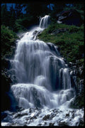 027020 Cascading Stream And Wildflowers A4 Photo Print