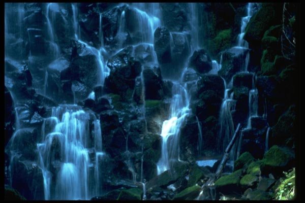 027021 Multiple Waterfalls Over Rock Wall A4 Photo Print