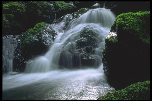 027032 Falls Cascading Into River A4 Photo Print