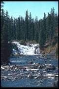 027033 Turbulent Falls Into Gentle River A4 Photo Print