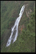 027036 Waterfall Down Side Of Mountain A4 Photo Print