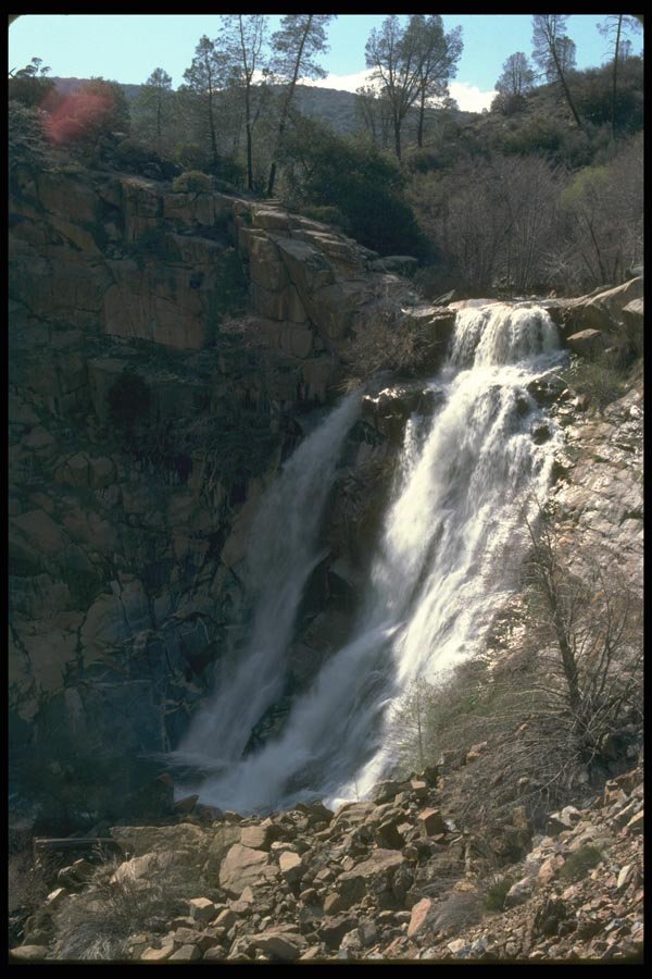027040 Waterfall Down Rocky Slope A4 Photo Print