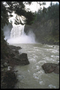 027047 Grand Waterfall Into Fast Flowing River A4 Photo Print