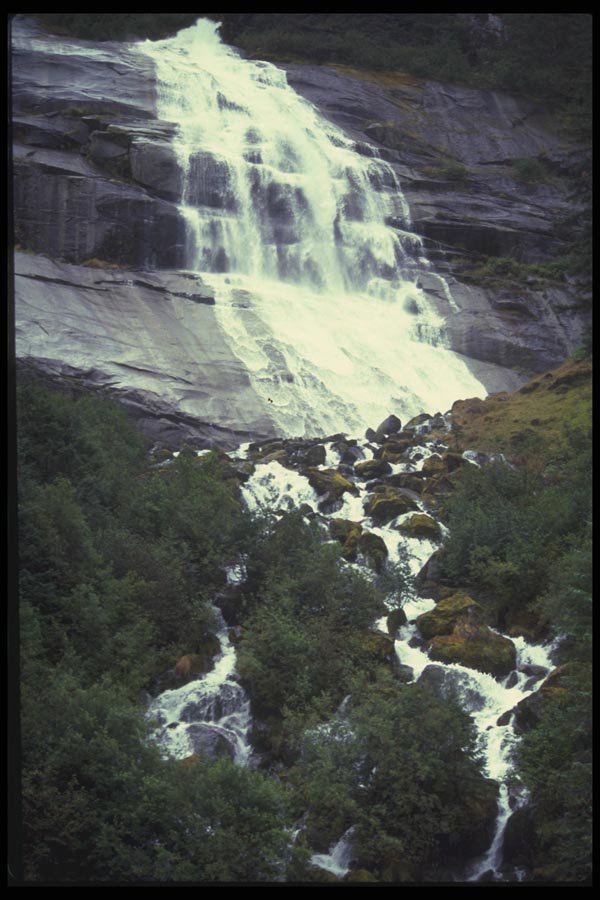027050 Waterfall On Rock faced Slope A4 Photo Print