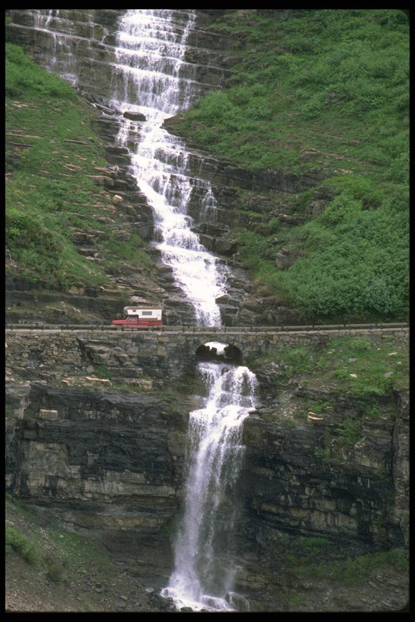 027052 Highway Over Large Waterfall A4 Photo Print