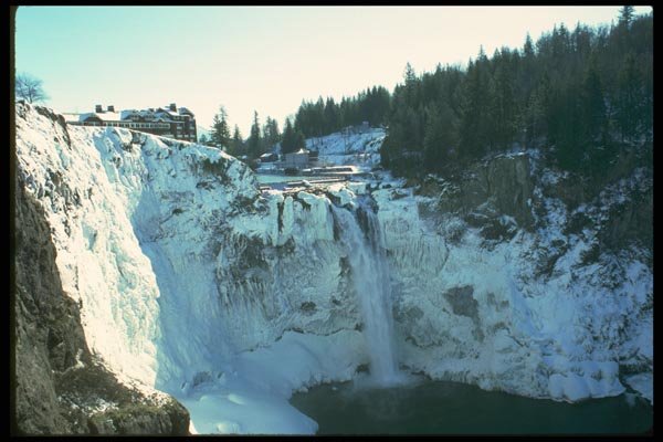 027054 Winter Waterfalls A4 Photo Print