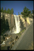 027059 Waterfall Over Rock Cliff A4 Photo Print