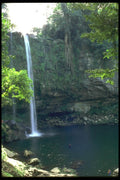 027073 Long Waterfall Into Calm Pool A4 Photo Print