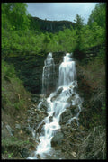 027074 Waterfall Stepping Over Rocks A4 Photo Print
