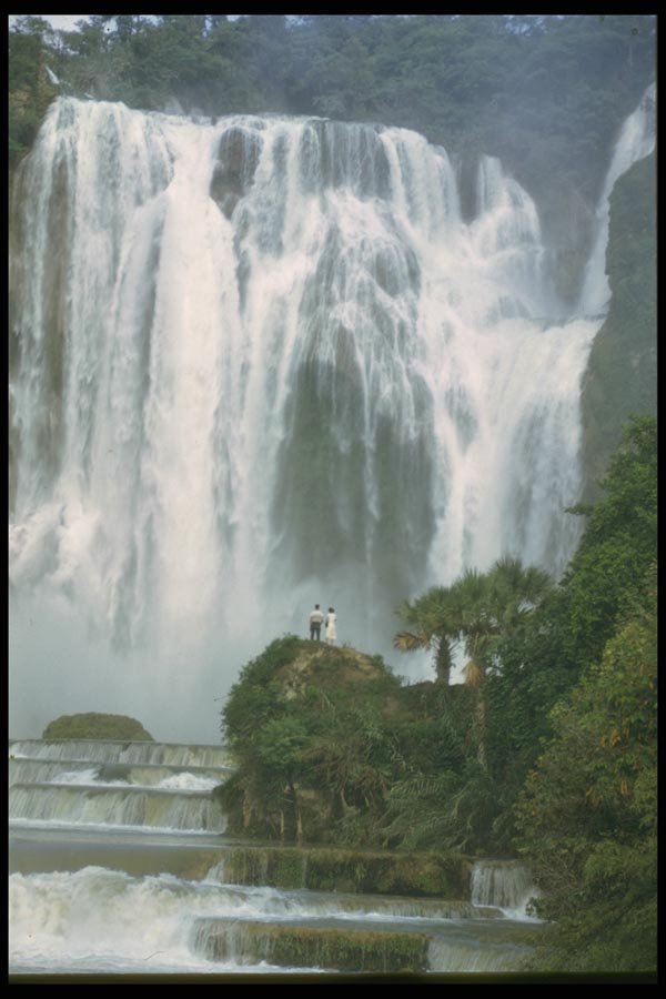 027078 High And Wide Tropical Waterfall A4 Photo Print