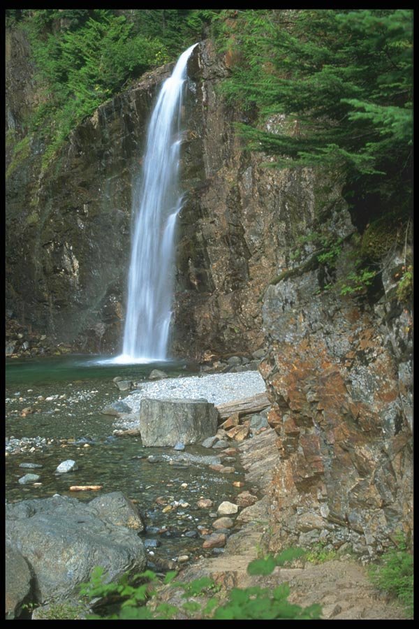 027086 Stream Waterfall Into Pool A4 Photo Print