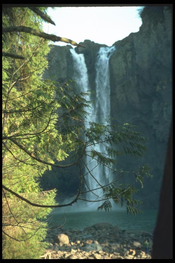 027087 Two Long Waterfalls Flowing Together A4 Photo Print