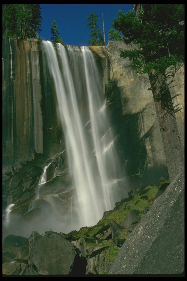 027090 Waterfall Over Rock Cliffs A4 Photo Print