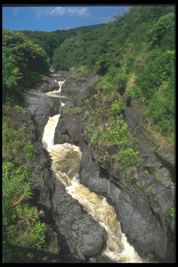 027091 Fast River Waterfall Through Gorge A4 Photo Print