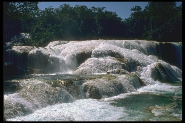 027099 Wide River Waterfalls A4 Photo Print