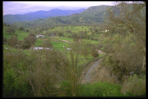 028097 Green Valley With Farms A4 Photo Print